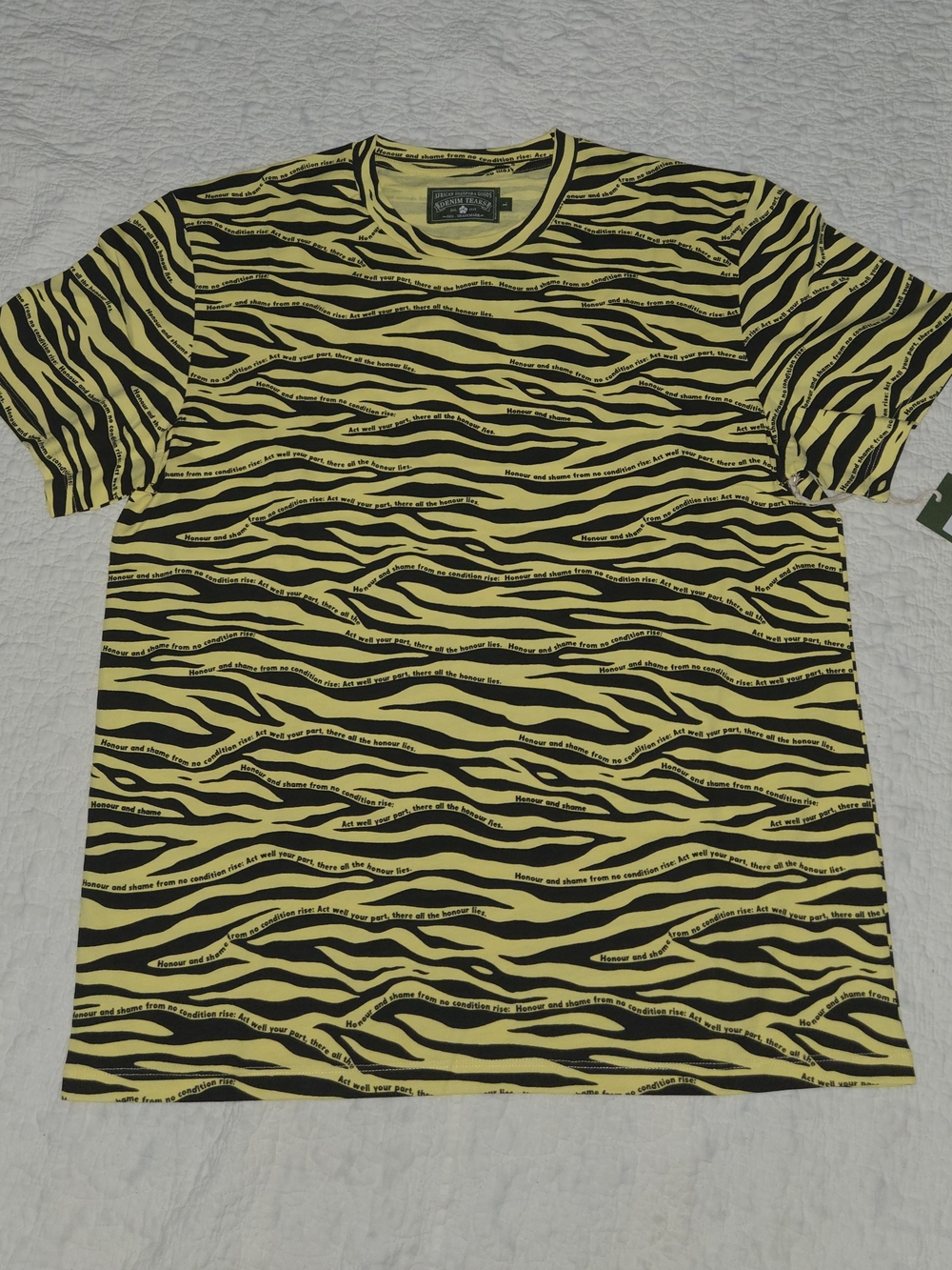 DENIM TEARS Men's Zebra Print T-Shirt Yellow Large